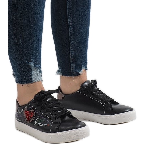 Sneakers nere cuore G-115 nero