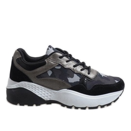 Scarpe sportive camo nere alla moda LT013 nero