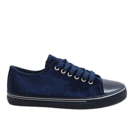 Sneakers in velluto blu navy BK6197-2