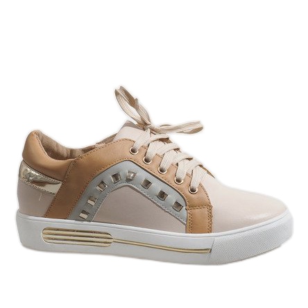 Sneakers da donna marroni con zeppa BH-115 marrone