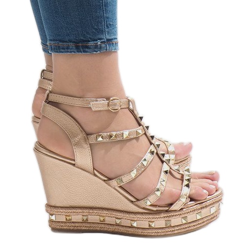 Sandali con zeppa rame VS-368 d'oro