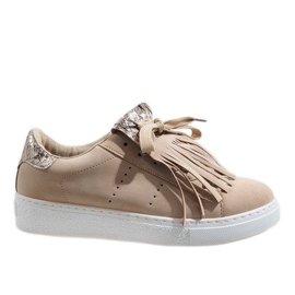 Sneakers beige con motivo serpente 451-Y