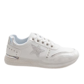 Sneakers sportive grigie con stella XSM101-19 bianco