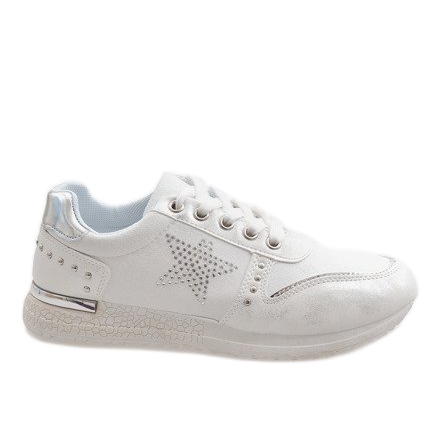 Sneakers sportive grigie con stella XSM101-19 bianca