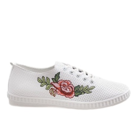 Sneakers bianche con fiore FC221-9 bianco