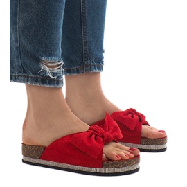 Pantofole rosse con fiocco N-33 rosso