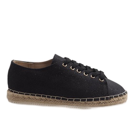 Espadrillas stringate nere 831-1 nero