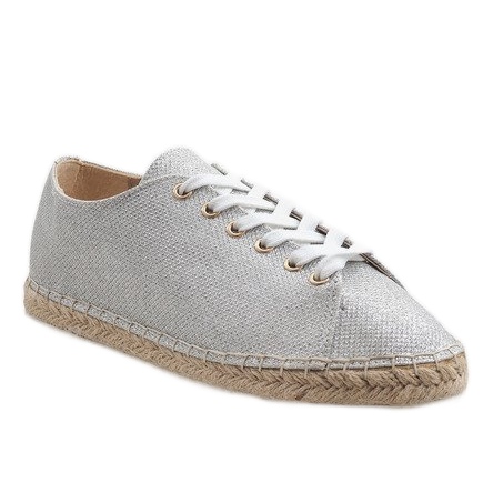 Espadrillas stringate argento 831-1 grigio