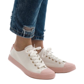 Sneakers bianche YZ110-9 bianco rosa