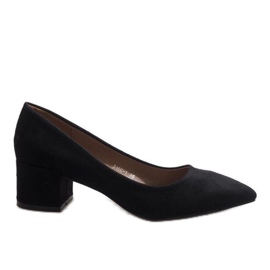 Décolleté in camoscio nero sul pilastro 5186-1