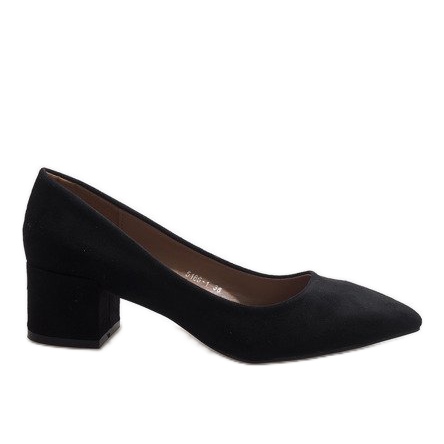 Décolleté in camoscio nero sul pilastro 5186-1