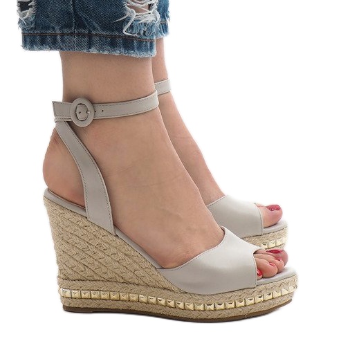 Sandali con zeppa grigi 2084-5 grigio