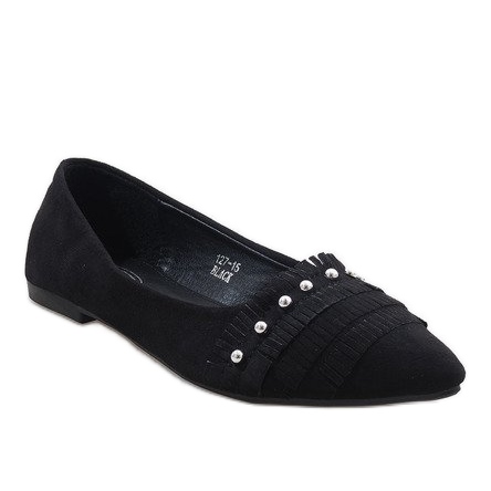 Ballerine in camoscio nero con 127-15 borchie