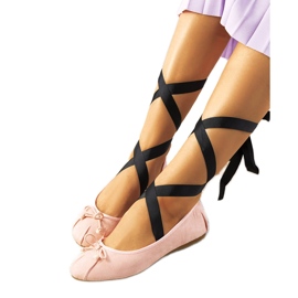 Ballerine stringate rosa con fiocchi B-62