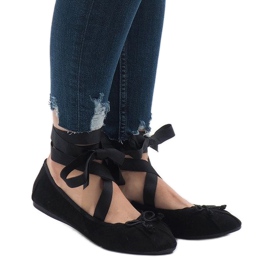 Ballerine stringate nere con fiocchi B-62 nero