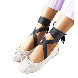 Ballerine stringate grigie con fiocchi B-62 grigio