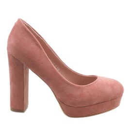 Décolleté in camoscio rosa sul pilastro 12225-2