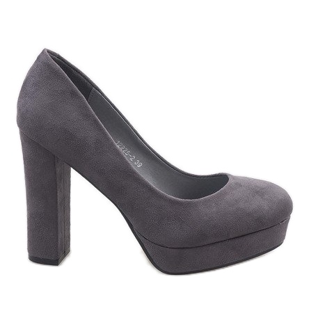 Décolleté in camoscio grigio sul pilastro 12225-2