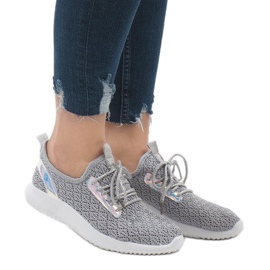 Scarpe sportive in rete grigia G8347-1 grigio