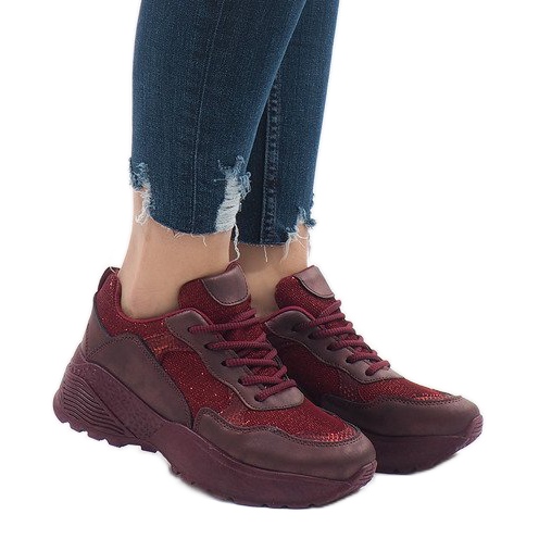 BY-080 scarpe sportive bordeaux rosso multicolore