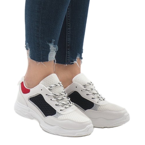 Scarpe sportive alla moda multicolori YM-31 Black bianca nero rosso