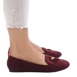 Mocassini bordeaux ballerine con frange H7207 rosso