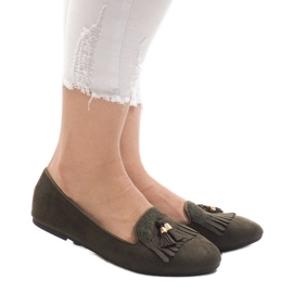 Mocassini verdi ballerine con frange H7207 multicolore verde
