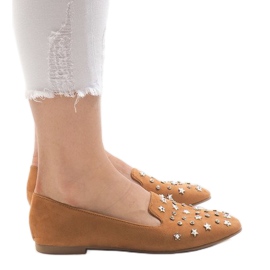 Mocassini cammello ballerine F3262 marrone