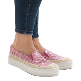 Sneakers espadrillas rosa sulla piattaforma GH001