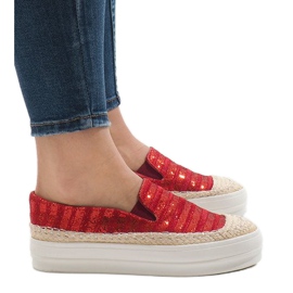 Espadrillas sneakers rosse sulla piattaforma GH001 rosso