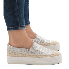 Espadrillas sneakers bianche sulla piattaforma GH001 bianco