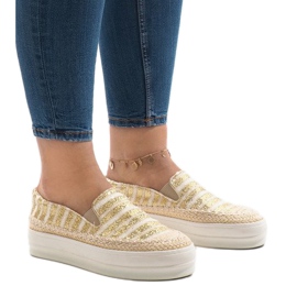 Sneakers espadrillas dorate sulla piattaforma GH001 d'oro