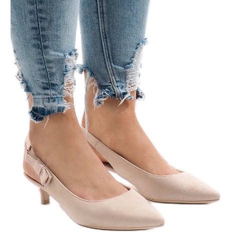 Décolleté beige su tacco B-43