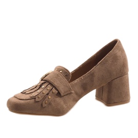 Inna Décolleté in camoscio color kaki sul montante LB-339 marrone