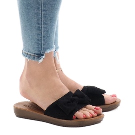Pantofole nere con fiocco 6376-1 nero