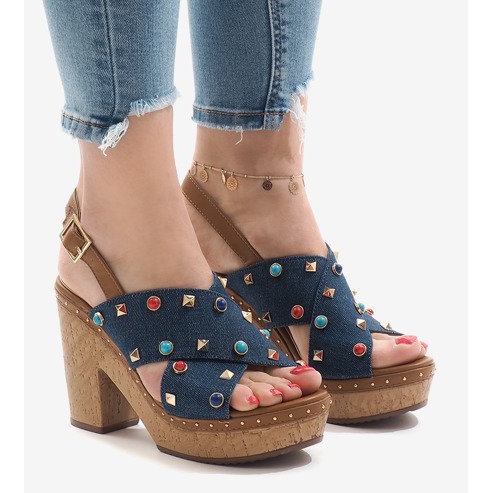 Sandali blu sulla piattaforma 1669