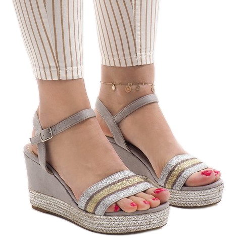 Sandali con zeppa grigi 7299-P grigio