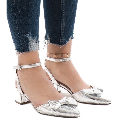Sandali argento con tacco alto 1702-2 grigio