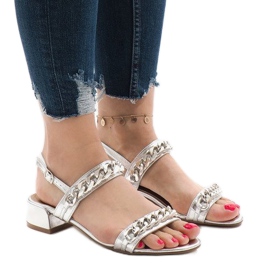 Sandali tacco alto argento 77-15 grigio