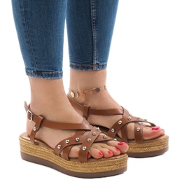 Sandali espadrillas cammello sulla piattaforma 314-2B marrone