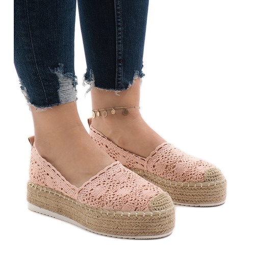 Espadrillas sneakers rosa sulla piattaforma 7801-P