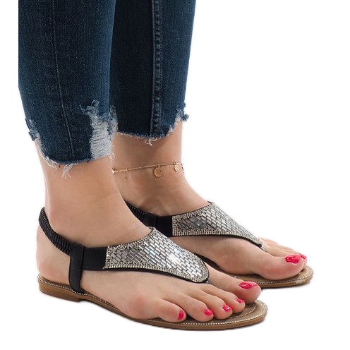 Sandali neri decorati con JN1359-2 nero