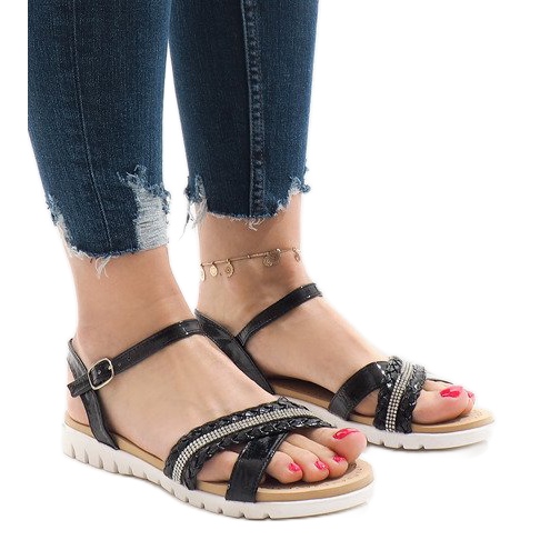 Sandali neri con paillettes G-515-01 nero
