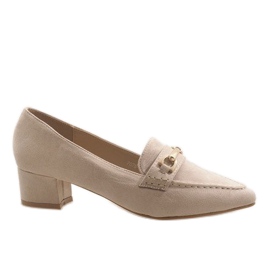 Tacco alto in camoscio beige 7078-P
