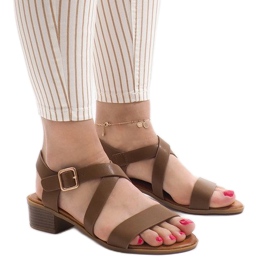 Sandali tacco alto cammello A203 marrone