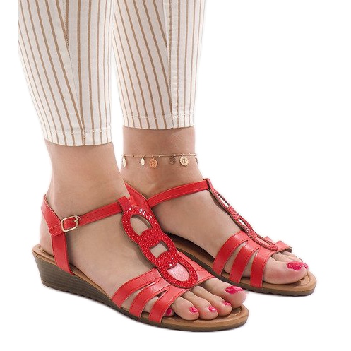 Sandali rossi con zeppa 860-57 rosso