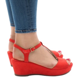 Sandali rossi con zeppa 6-309 rosso
