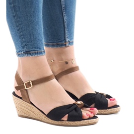 Sandali neri con zeppa espadrillas 1484-1 nero