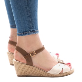 Sandali con zeppa beige espadrillas 1484-1