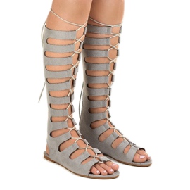 Sandali gladiatore piatti grigi 289-9 grigio